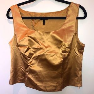 Vintage Escada Gold 100% Silk Satin Crop Top